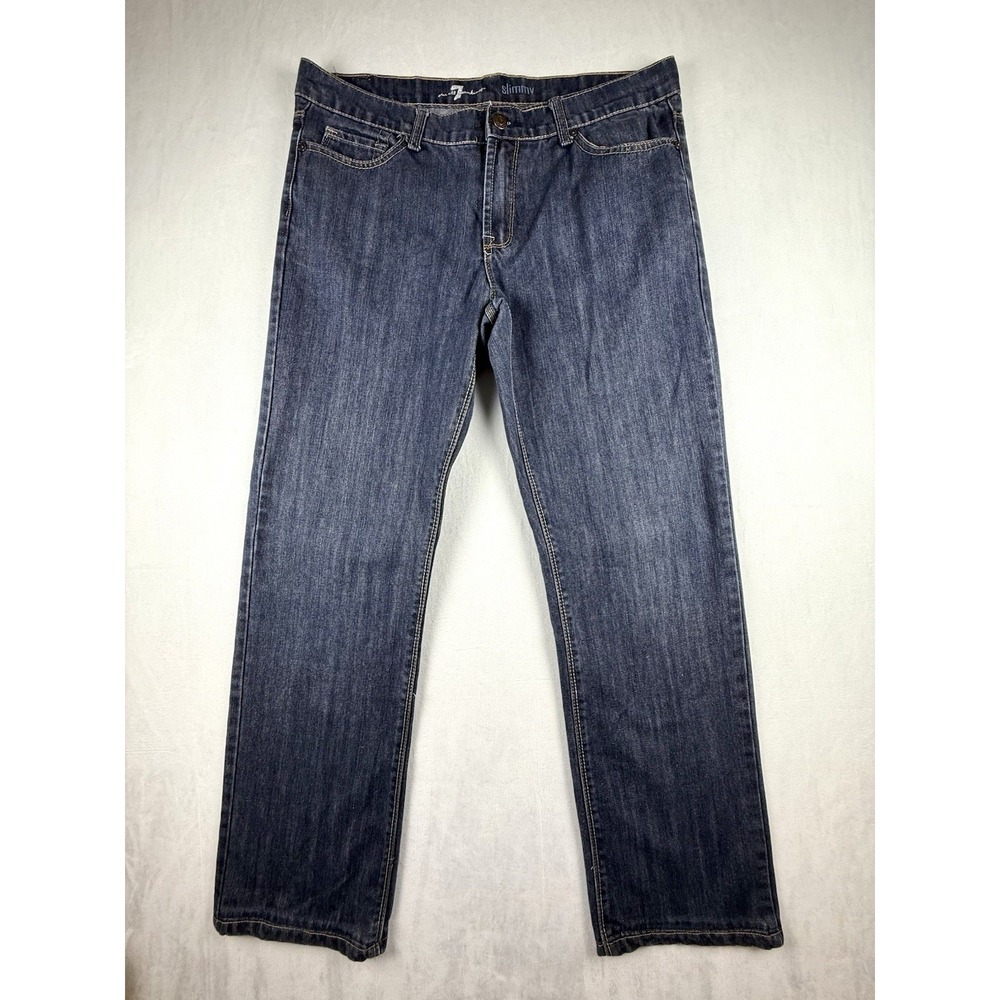 7 For All Mankind Jeans Men 34 (35x29) Slimmy Luxe Performance Dark Wash Denim
